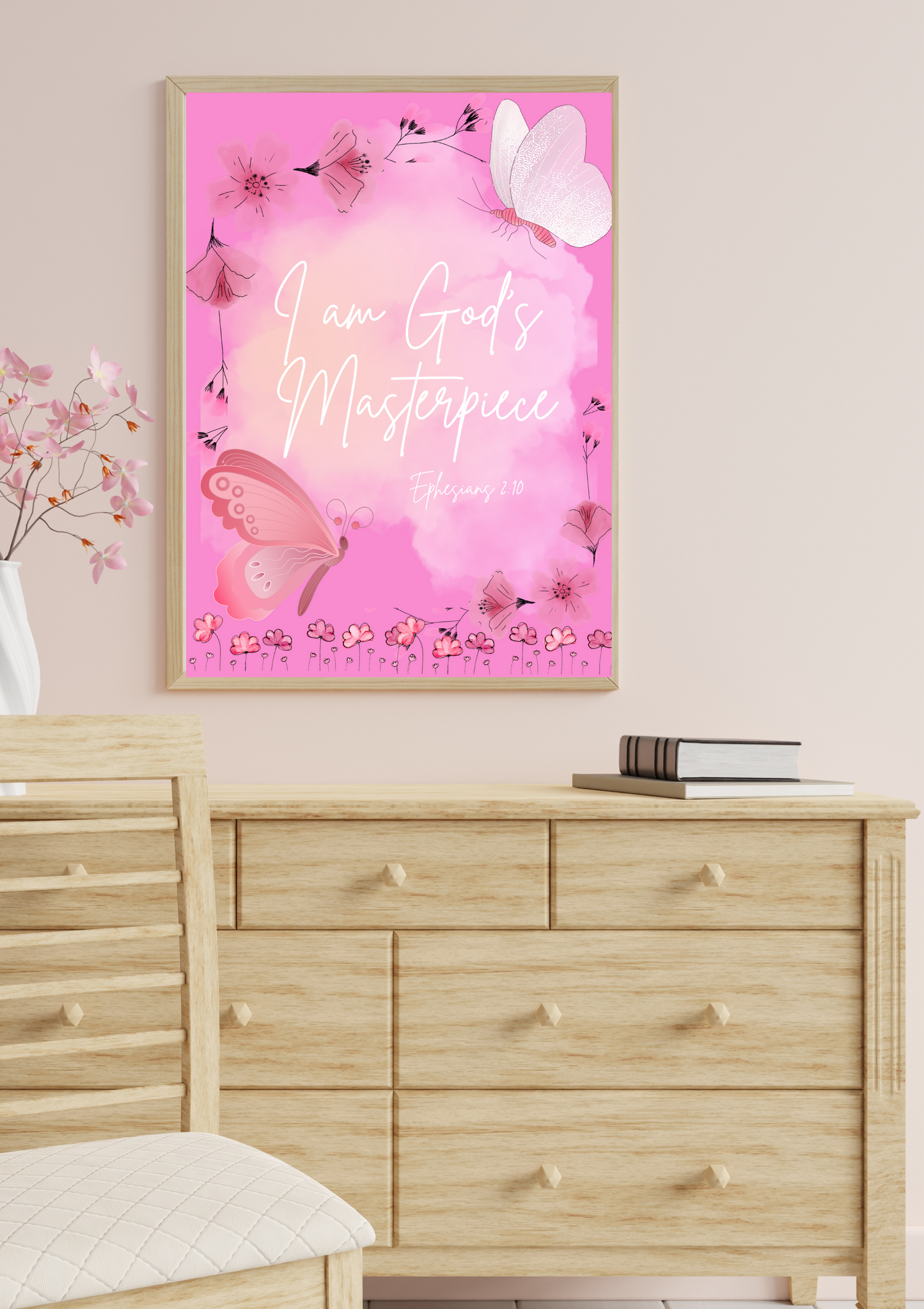 Digital Wall Art, Identity in Christ, Pink, Home Decor, PDF