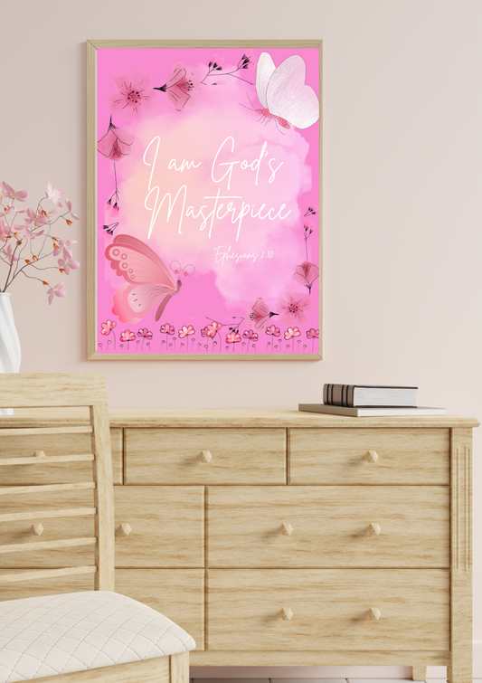 Digital Wall Art, Identity in Christ, Pink, Home Decor, PDF