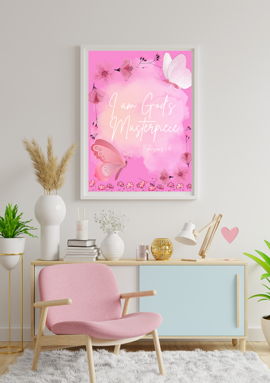 Digital Wall Art, Identity in Christ, Pink, Home Decor, PDF